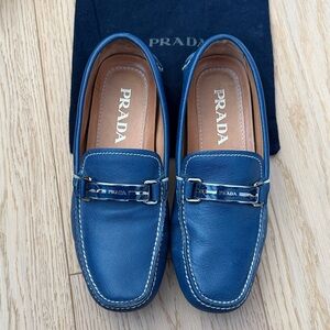 Prada Men's Elegant Blue Slip-On Loafers